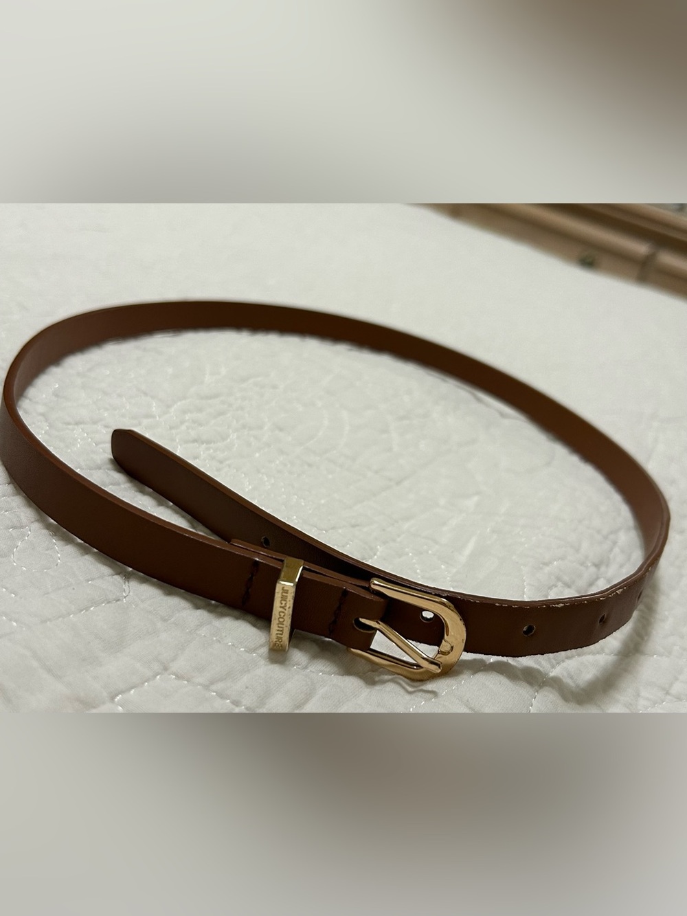 Juicy Couture Slim Brown Belt with Gold-Tone Buckle